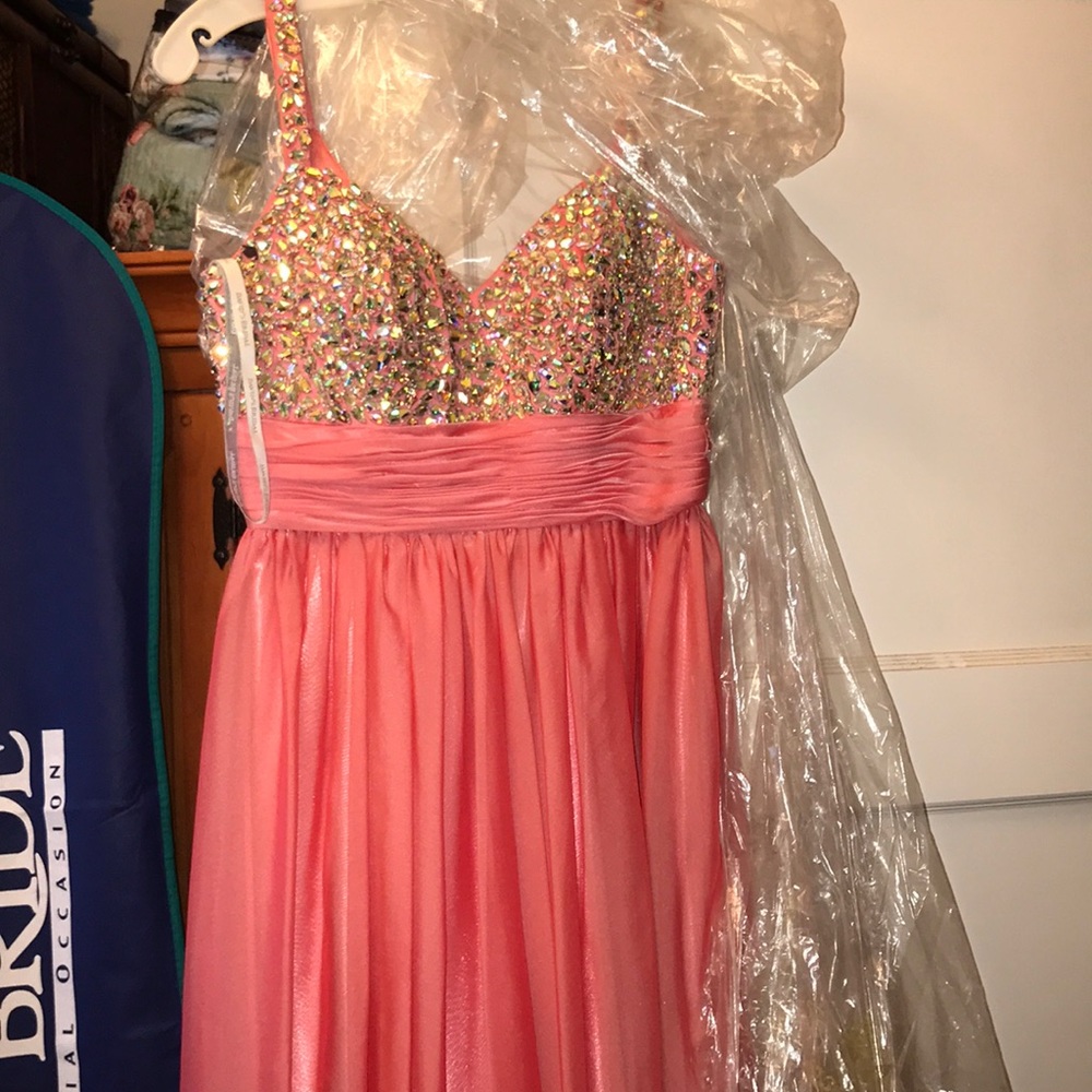 Pink beaded prom dress